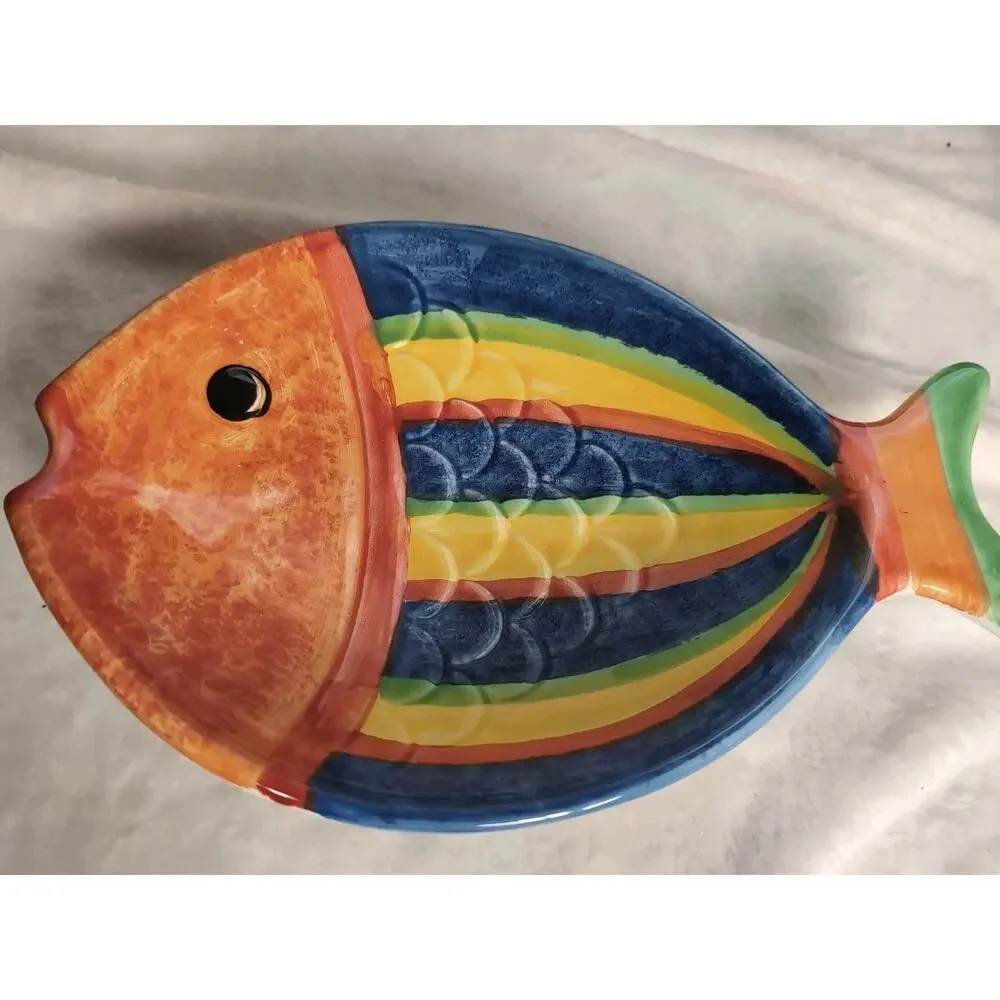 SeaWorld Exclusive Zanolli Fish Plate Candy Dish 11" Made In Italy - Picture 2 of 5
